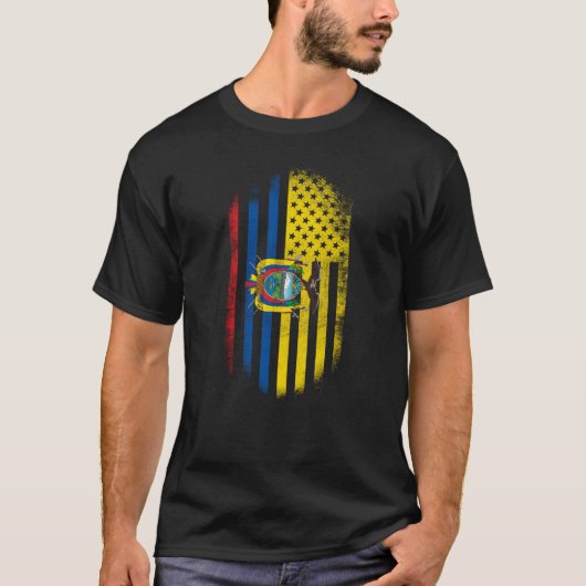 Ecuadoraans-Amerikaans    FlagEcuador en Amerikaan T-shirt (Voorkant)