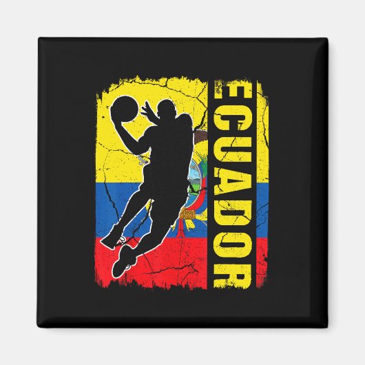 Ecuadoraanse Basketball Player Ecuador Flag Basket Magneet (Voorkant)