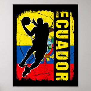 Ecuadoraanse Basketball Player Ecuador Flag Basket Poster