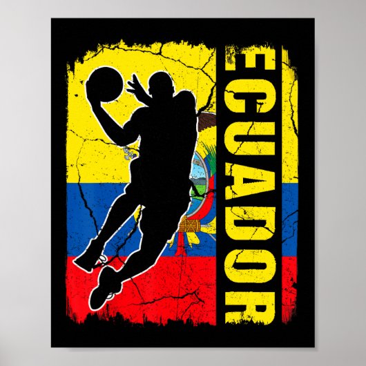 Ecuadoraanse Basketball Player Ecuador Flag Basket Poster (Voorkant)