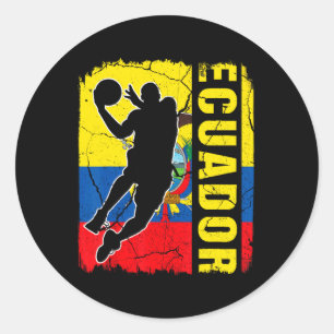 Ecuadoraanse Basketball Player Ecuador Flag Basket Ronde Sticker