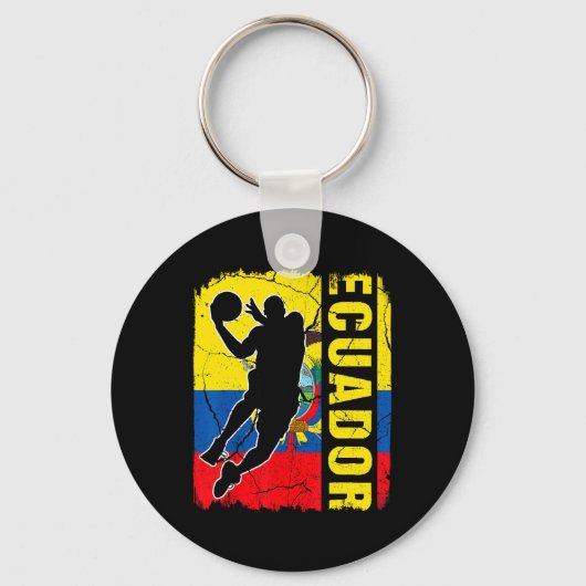 Ecuadoraanse Basketball Player Ecuador Flag Basket Sleutelhanger (Voorkant)