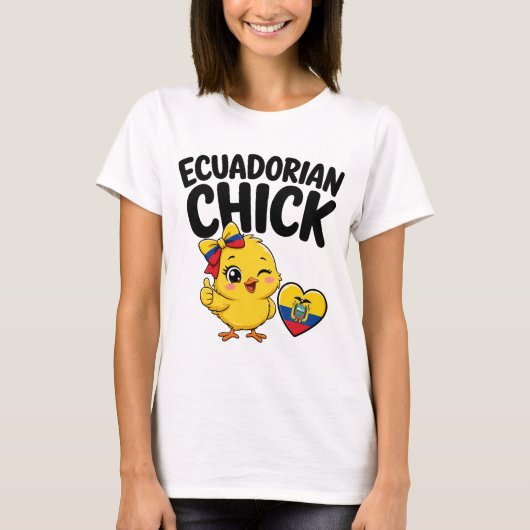 Ecuadoraanse Kuiken Cute Ecuador Vlag Hart Ontwerp T-shirt (Voorkant)