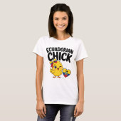 Ecuadoraanse Kuiken Cute Ecuador Vlag Hart Ontwerp T-shirt (Voorkant volledig)