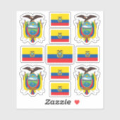 Ecuadoraanse staatssymbolen / wapenschild en vlag sticker (Vel)