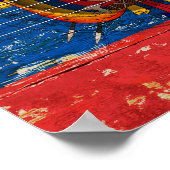 Ecuadoraanse vlag op de oude akoestische gitaar poster (Hoek)