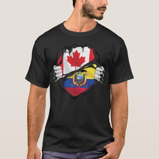 Ecuadoran Canadian Hands Ripped Roots Flag T-shirt (Voorkant)