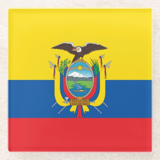 Ecuadorese vlag glazen onderzetter (Voorkant)