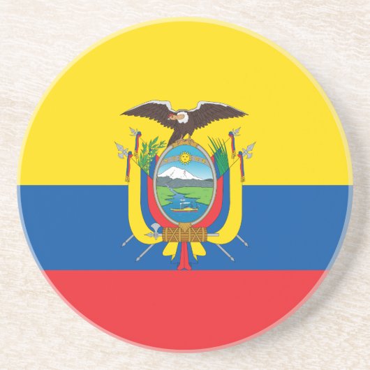 Ecuadorese vlag zandsteen onderzetter (Voorkant)