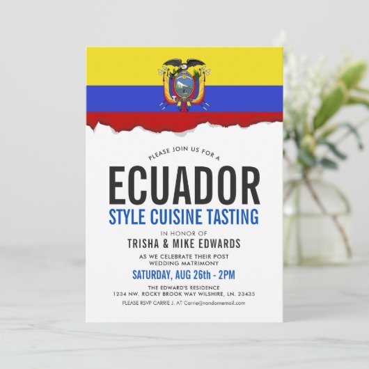 Ecuadoriaanse cuisine | Flag White Invite Kaart (Staand voorkant)