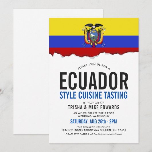 Ecuadoriaanse cuisine | Flag White Invite Kaart (Voorkant / Achterkant)