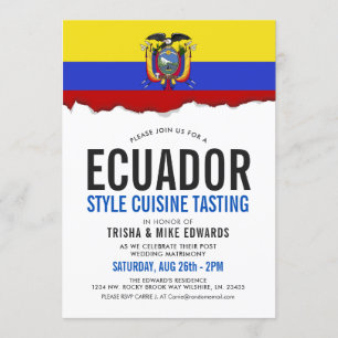 Ecuadoriaanse cuisine   Flag White Invite Kaart