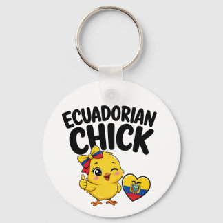 Ecuadoriaanse Kuiken Cute Ecuador Vlag Hart Ontwer Sleutelhanger