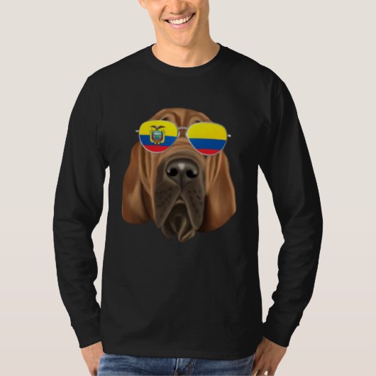 Ecuadorian Flag Bloodhound Dog Ecuador Pocket T-shirt (Voorkant)