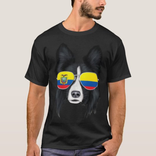 Ecuadorian Flag Border Collie Dog Ecuador Pocket T-shirt (Voorkant)