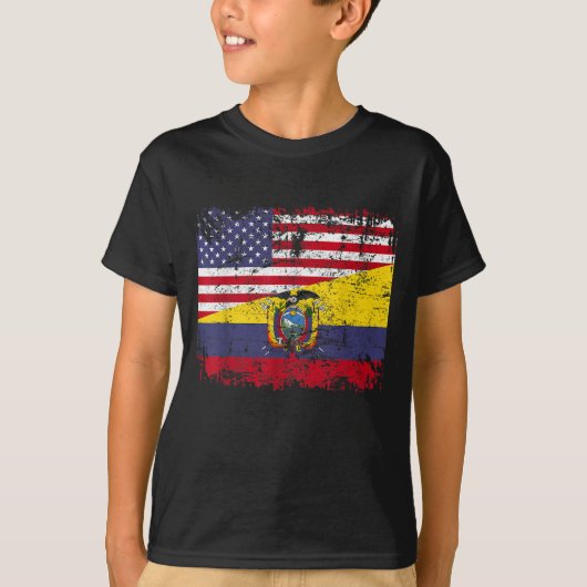 ECUADORIAN ROOTS Half-American Flag USA ECUADOR FL T-shirt (Voorkant)