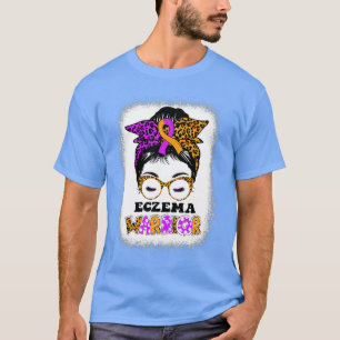 Eczema Awareness Messy Bun Lavender and Oranje Rib T-shirt