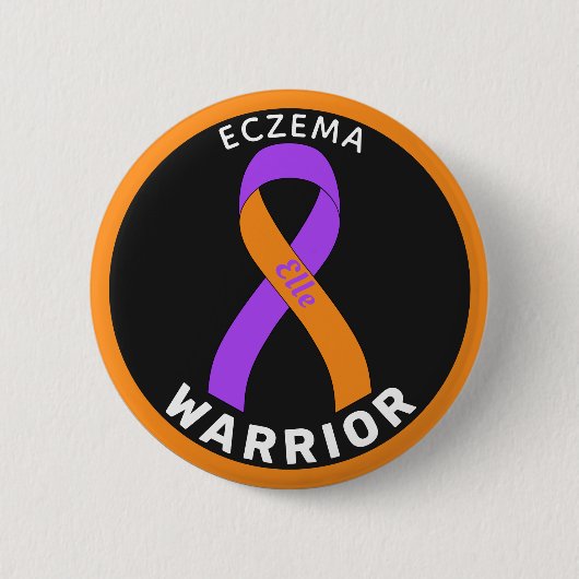 Eczema Warrior Ribbon Black Button (Voorkant)