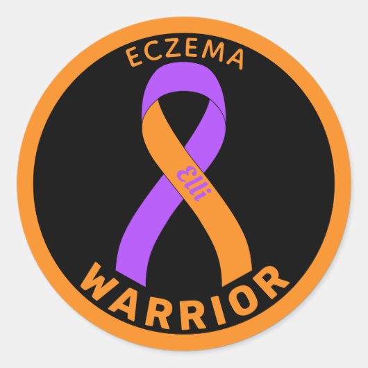 Eczema Warrior Ribbon Black Round Sticker (Voorkant)