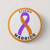 Eczema Warrior Ribbon White Button (Voorkant)