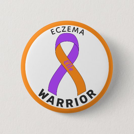 Eczema Warrior Ribbon White Button (Voorkant)