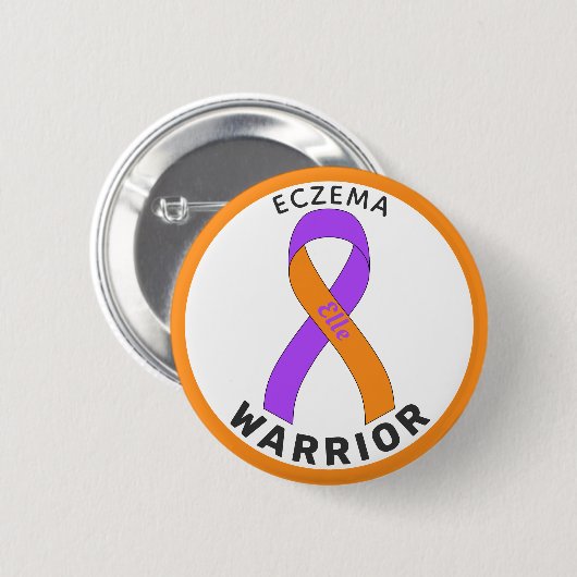Eczema Warrior Ribbon White Button (Voorkant /achterkant)
