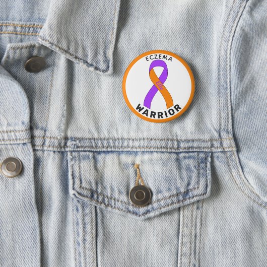 Eczema Warrior Ribbon White Button (In situ)