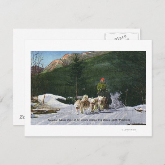 Ed Clark's Eskimo Dog Ranch, Dogsledding Briefkaart (Voorkant / Achterkant)