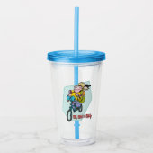 Ed, Edd, n Eddy op een Bike Acryl Drinkbeker (Voorkant)