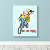 Ed, Edd, n Eddy op een Bike Canvas Afdruk (Insitu (Houten vloer))