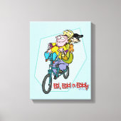 Ed, Edd, n Eddy op een Bike Canvas Afdruk (Voorkant)