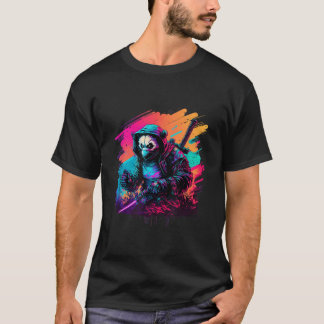 Ed Panda Ninja Steampunk Synthwave T-shirt