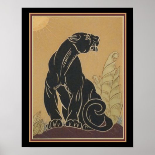 Ed Rudy Art Deco Black Panther 16 x 20 afdrukken Poster (Voorkant)