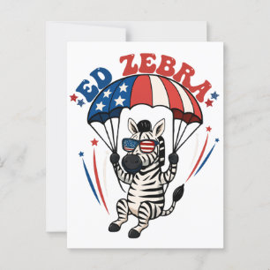 Ed Zebra Happy 4th of July Patriottische Amerikaan Briefkaart