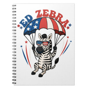 Ed Zebra Happy 4th of July Patriottische Amerikaan Notitieboek