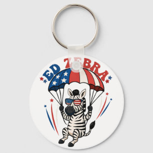 Ed Zebra Happy 4th of July Patriottische Amerikaan Sleutelhanger