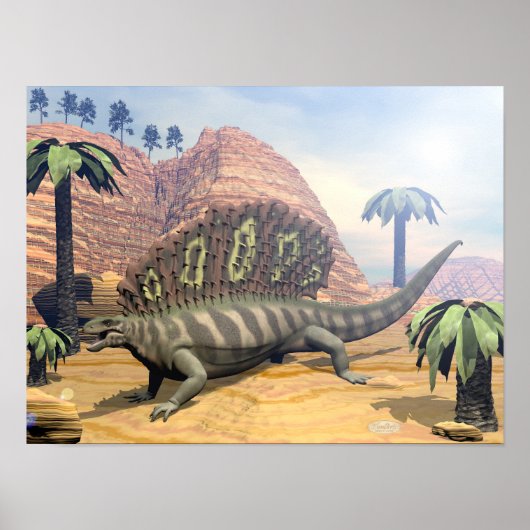 Edaphosaurus dinosaur - 3D rendering Poster (Voorkant)