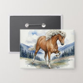 Edda Silver bay Icelandic Horse in the Mountains S Button (Voorkant / Achterkant)