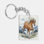 Edda Silver bay Icelandic Horse in the Mountains S Sleutelhanger (Voorkant Links)