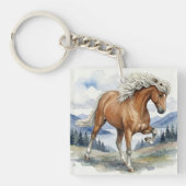 Edda Silver bay Icelandic Horse in the Mountains S Sleutelhanger (Voorkant)