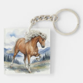 Edda Silver bay Icelandic Horse in the Mountains S Sleutelhanger (Achterkant)