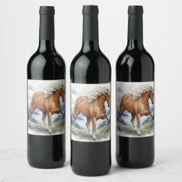 Edda Silver bay IJslands paard in de bergen S Wijn Etiket