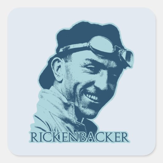 Eddie Rickenbacker - 2 Vierkante Sticker (Voorkant)