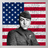 Eddie Rickenbacker en de Amerikaanse vlag Poster (Voorkant)