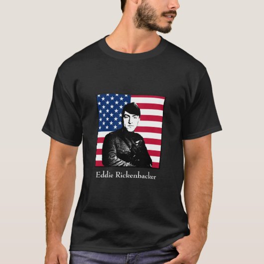 Eddie Rickenbacker en de Amerikaanse vlag T-shirt (Voorkant)