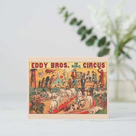  Eddy Brothers Circus Poster Briefkaart (Staand voorkant)
