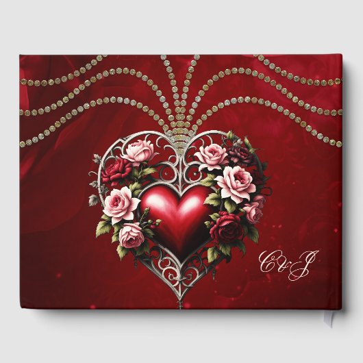 Edel gotisch hart met bloemen. gastenboek (Achterkant)