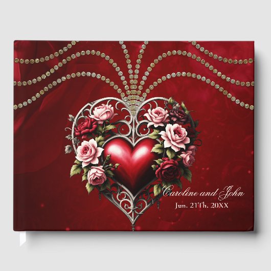Edel gotisch hart met bloemen. gastenboek (Voorkant)