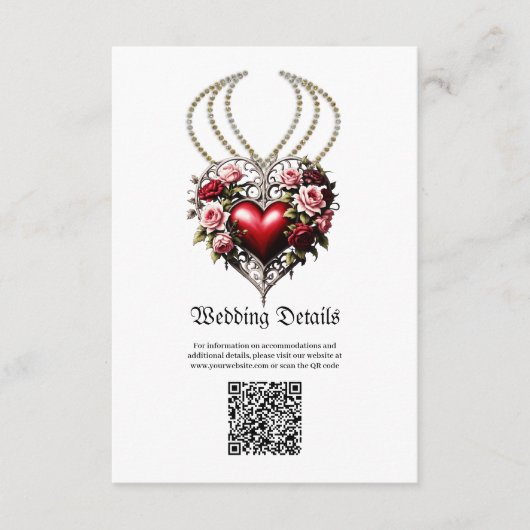 Edel gotisch hart met bloemen. informatiekaartje (Voorkant)