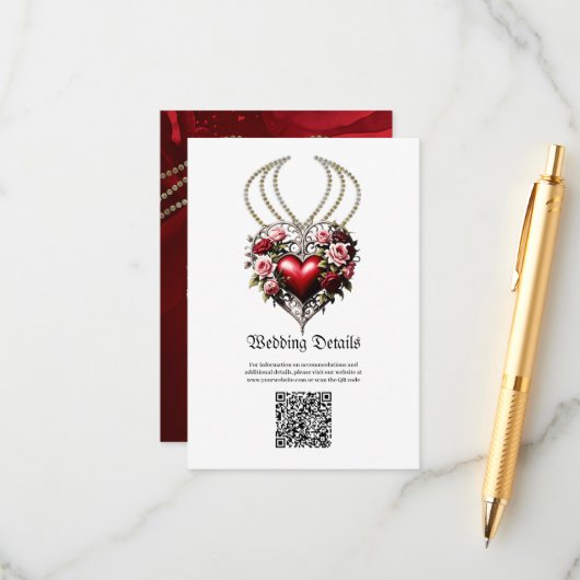 Edel gotisch hart met bloemen. informatiekaartje (Voorkant / Achterkant in situ)